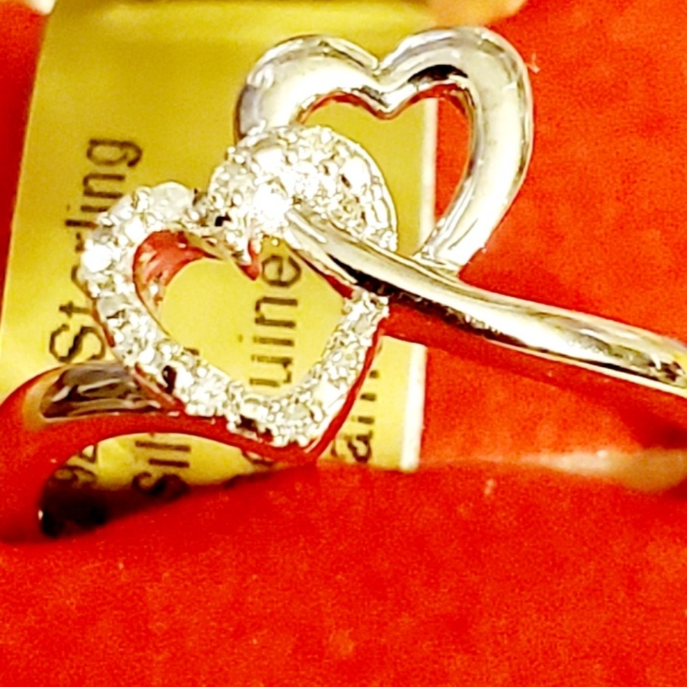NWT Diamond Heart Ring 1/15 ct tw Round Sterling Silver